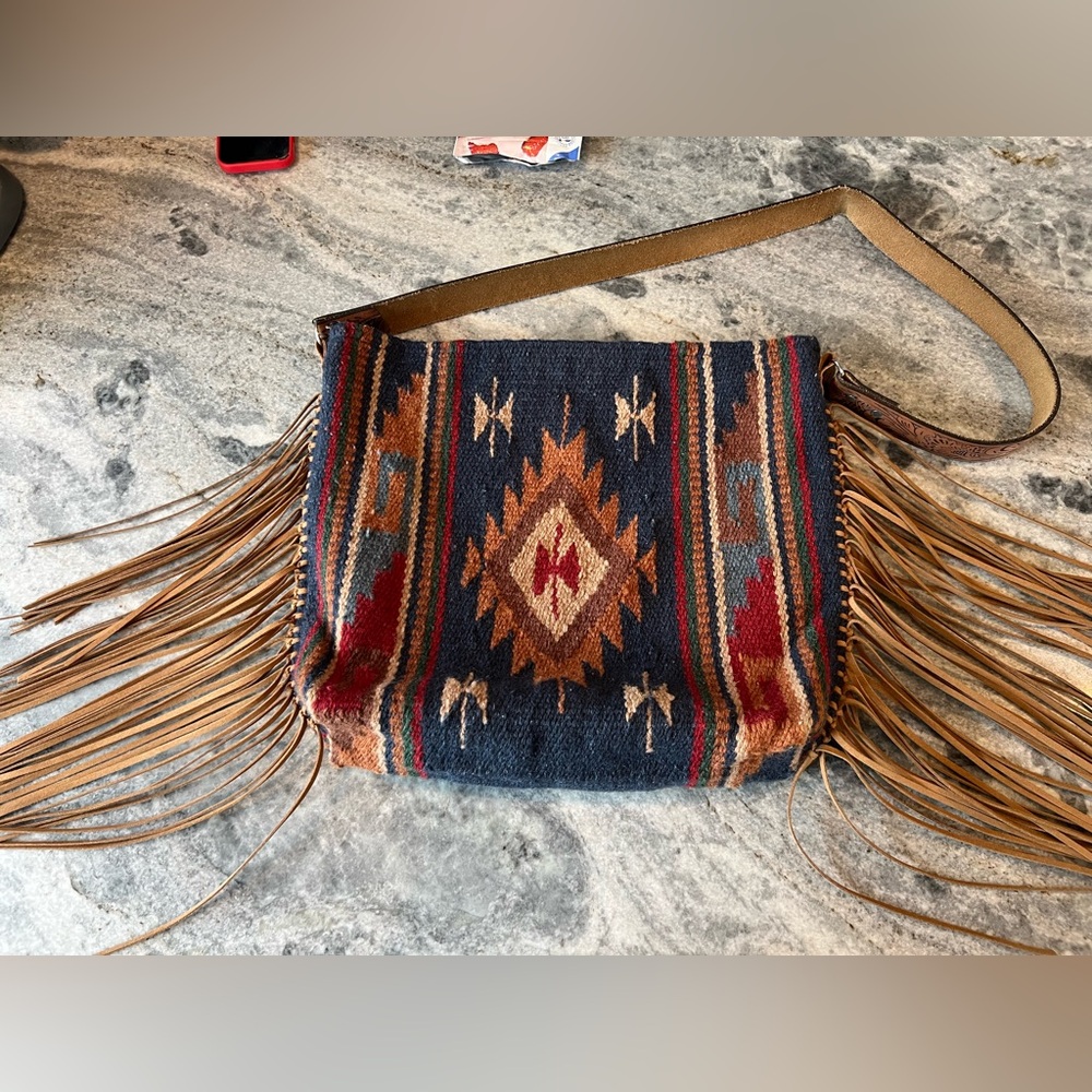 Saddle Blanket crossbody purse with fringe